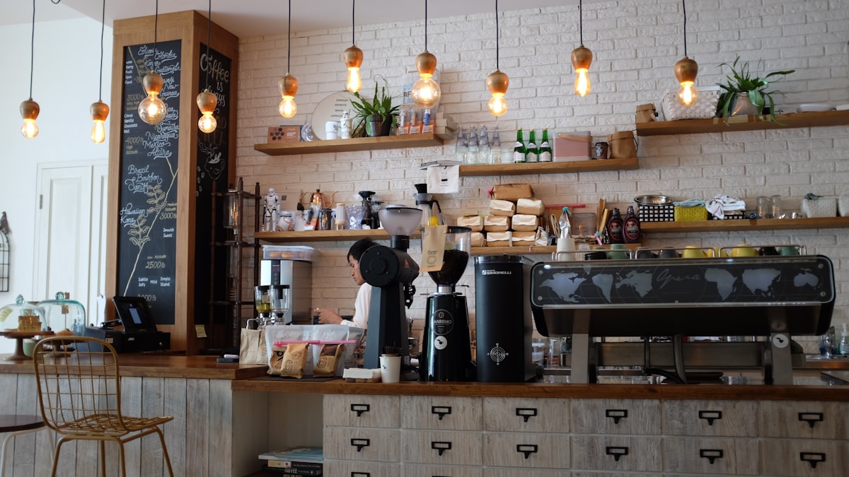 A barista at the espresso bar