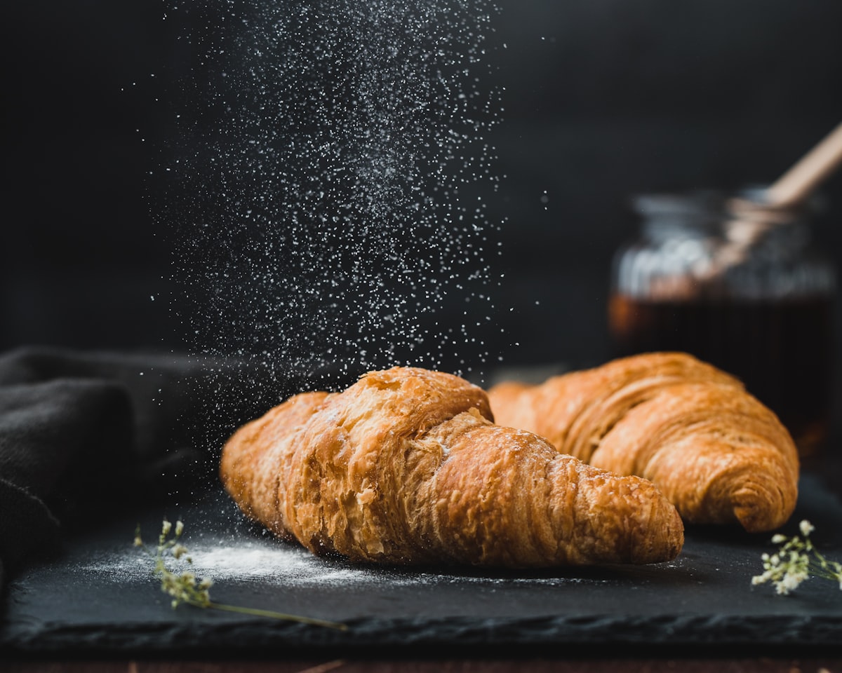A freshly baked butter croissant